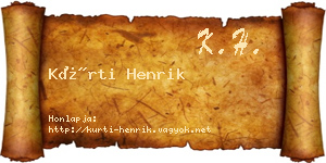 Kürti Henrik névjegykártya