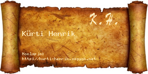 Kürti Henrik névjegykártya